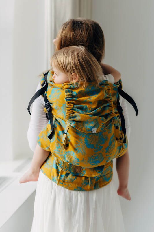 Marsupio LennyPreschool, misura Preschool, tessitura Jacquard, 100% cotone - RETRO'N'ROSES - ROSARIUM #babywearing