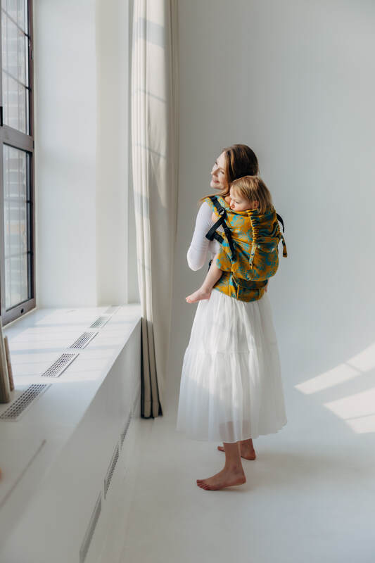 Marsupio LennyPreschool, misura Preschool, tessitura Jacquard, 100% cotone - RETRO'N'ROSES - ROSARIUM #babywearing