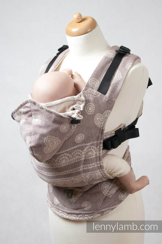 Ergonomic Carrier, Baby Size, jacquard weave 100% cotton - TIRAMISU LACE #babywearing