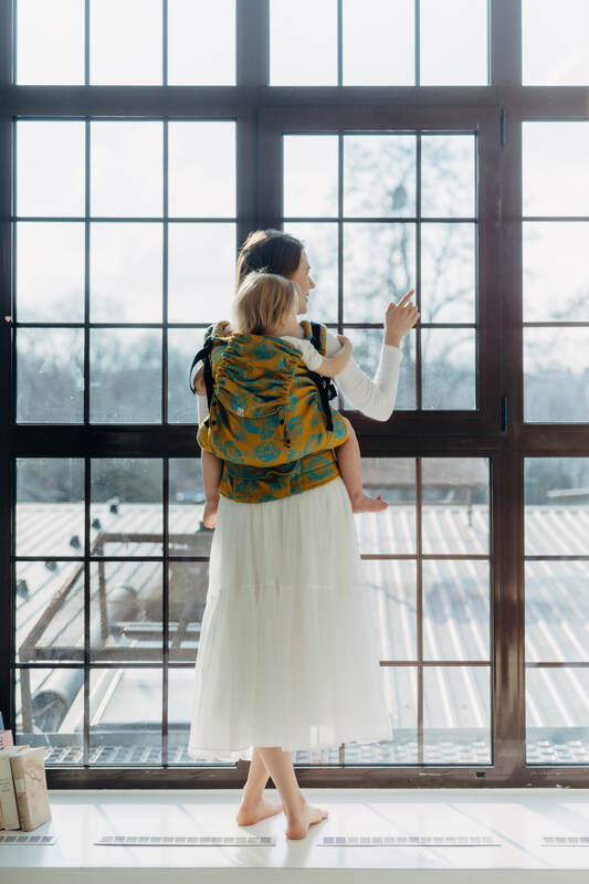 Marsupio LennyPreschool, misura Preschool, tessitura Jacquard, 100% cotone - RETRO'N'ROSES - ROSARIUM #babywearing