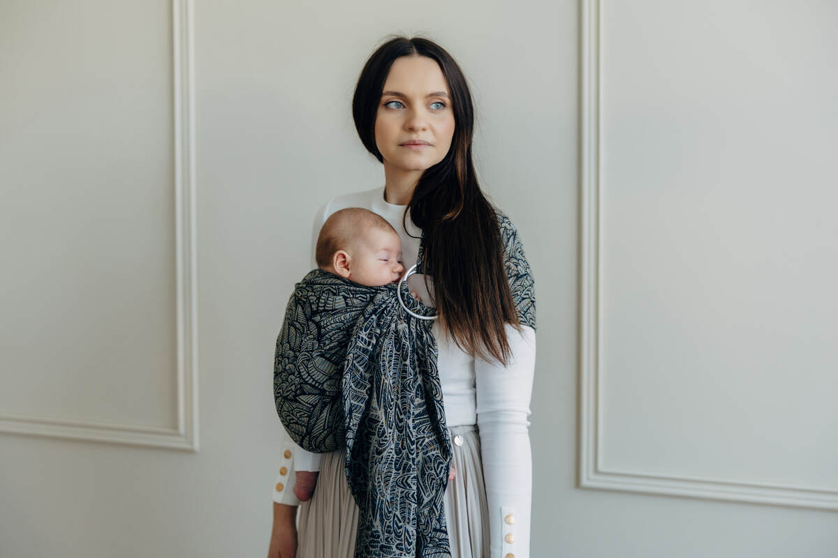 Fascia ad anelli, tessitura Jacquard (100% cotone), spalla aperta - WILD SOUL - COCOON - taglia standard 1.8m #babywearing