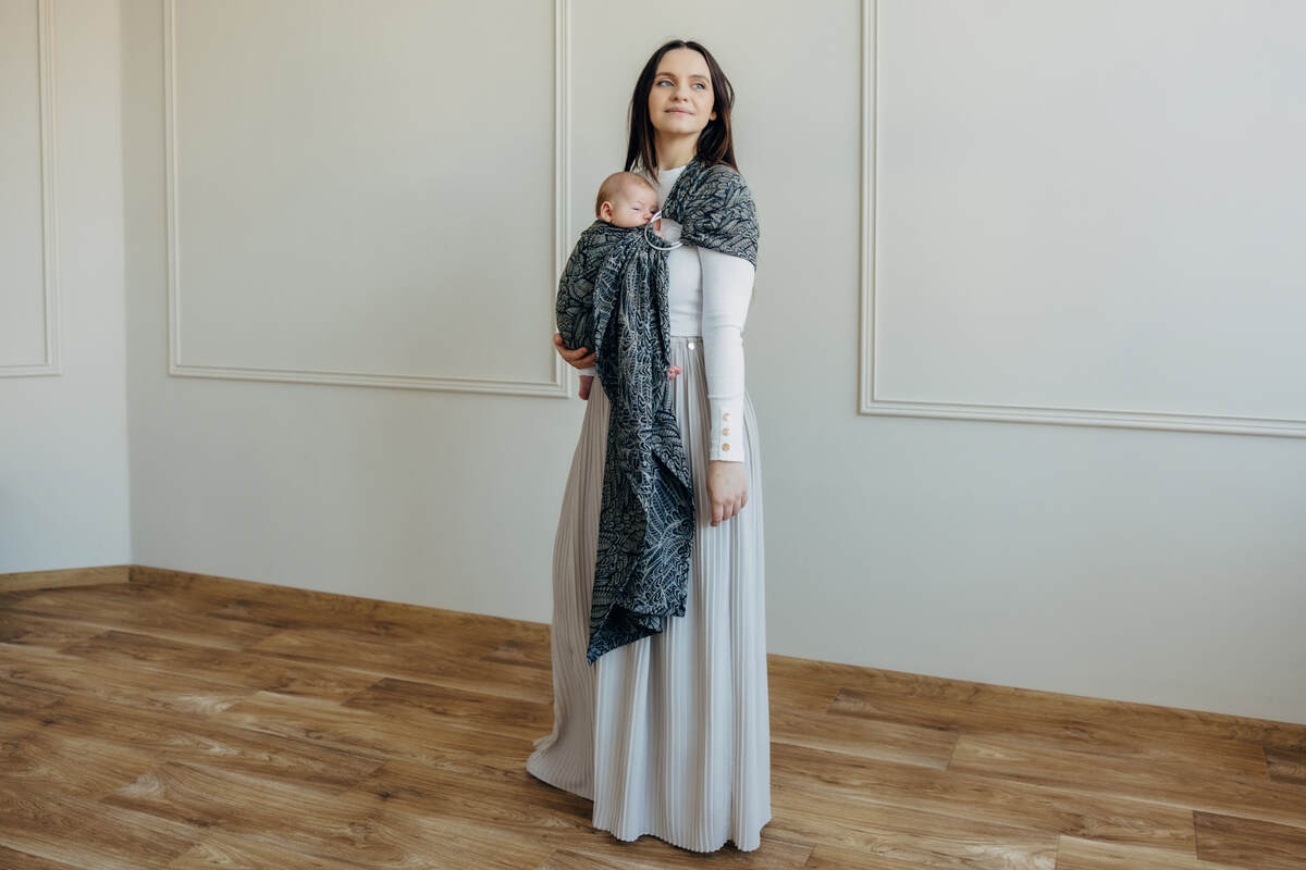 Fascia ad anelli, tessitura Jacquard (100% cotone), spalla aperta - WILD SOUL - COCOON - taglia standard 1.8m #babywearing