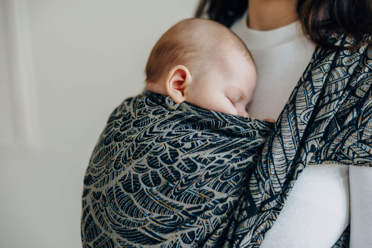Fascia portabebè, tessitura Jacquard (100% cotone) - WILD SOUL - COCOON - taglia XS #babywearing