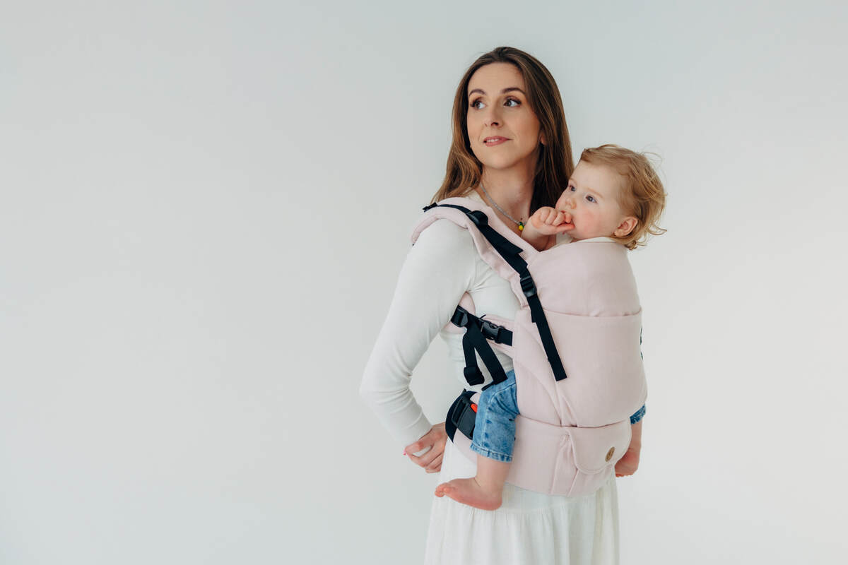 Mochila LennyUpGrade PRO, talla estándar, sarga cruzada (50% algodón, 50% viscosa de bambú) - conversión de fular MARSHMALLOW #babywearing