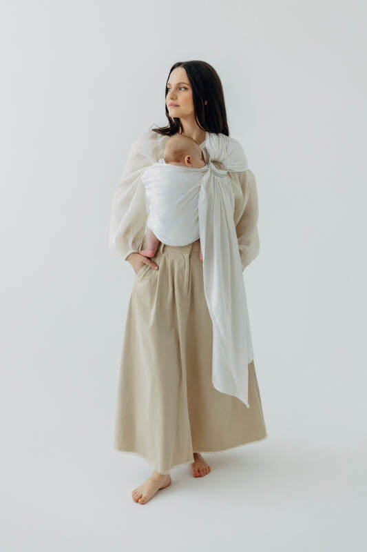 Żakardowa chusta kółkowa do noszenia dzieci, 100% wiskoza bambusowa, ramię bez zakładek - VIRIDIFLORA  - MILKY WAY - standard 1.8m #babywearing