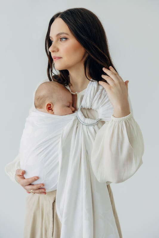 Żakardowa chusta kółkowa do noszenia dzieci, 100% wiskoza bambusowa, ramię bez zakładek - VIRIDIFLORA  - MILKY WAY - standard 1.8m #babywearing