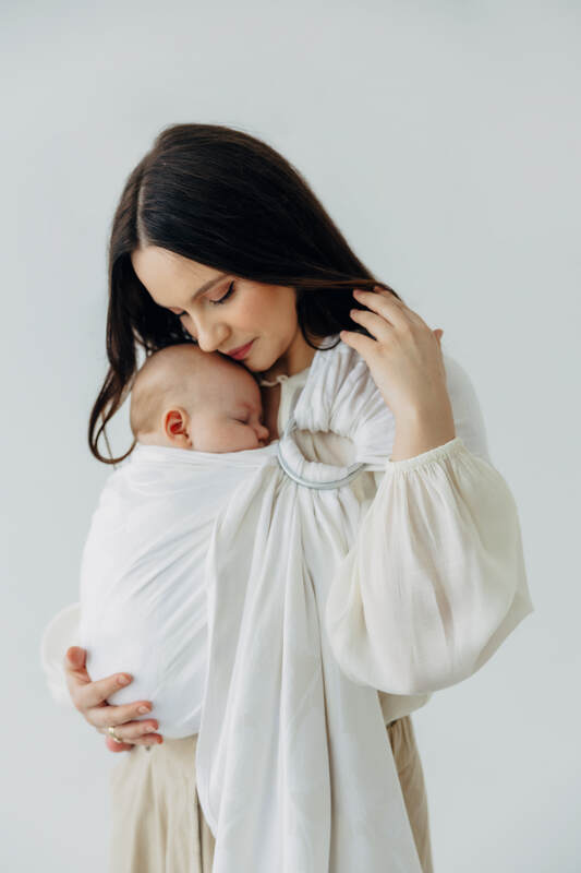 Żakardowa chusta kółkowa do noszenia dzieci, 100% wiskoza bambusowa, ramię bez zakładek - VIRIDIFLORA  - MILKY WAY - standard 1.8m #babywearing