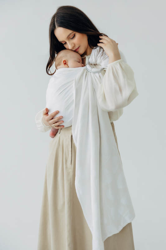 Żakardowa chusta kółkowa do noszenia dzieci, 100% wiskoza bambusowa, ramię bez zakładek - VIRIDIFLORA  - MILKY WAY - standard 1.8m #babywearing