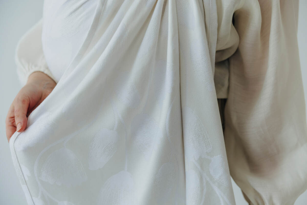 Żakardowa chusta kółkowa do noszenia dzieci, 100% wiskoza bambusowa, ramię bez zakładek - VIRIDIFLORA  - MILKY WAY - standard 1.8m #babywearing