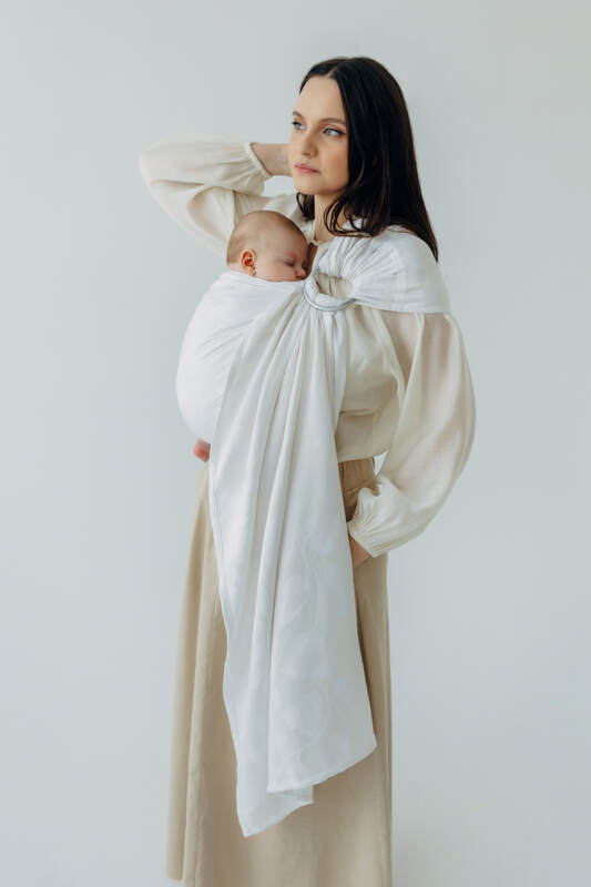 Żakardowa chusta kółkowa do noszenia dzieci, 100% wiskoza bambusowa, ramię bez zakładek - VIRIDIFLORA  - MILKY WAY - standard 1.8m #babywearing
