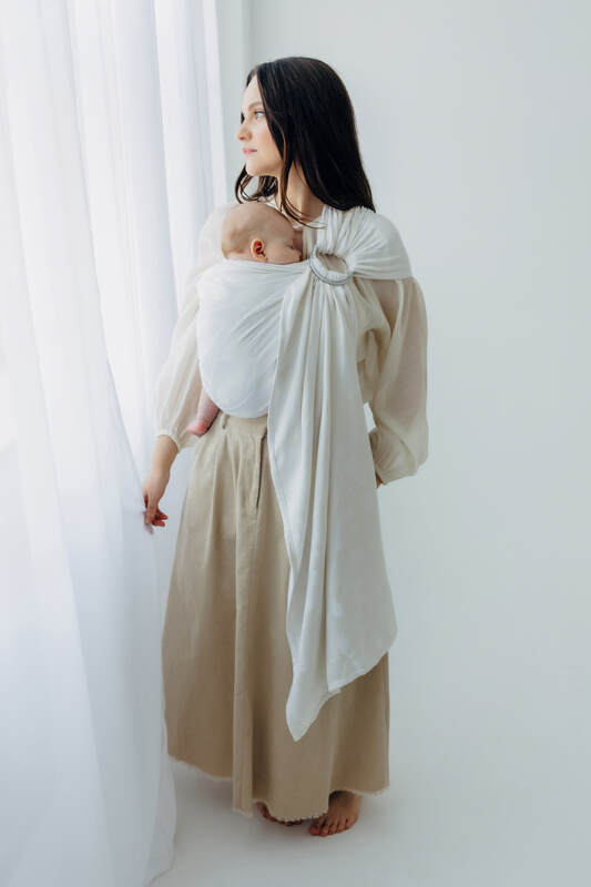 Żakardowa chusta kółkowa do noszenia dzieci, 100% wiskoza bambusowa, ramię bez zakładek - VIRIDIFLORA  - MILKY WAY - standard 1.8m #babywearing