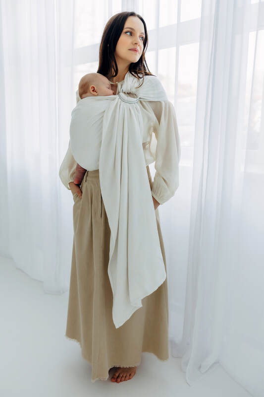 Żakardowa chusta kółkowa do noszenia dzieci, 100% wiskoza bambusowa, ramię bez zakładek - VIRIDIFLORA  - MILKY WAY - standard 1.8m #babywearing