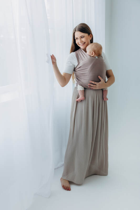 Chusta do noszenia dzieci, elastyczna - Mocha - rozmiar standardowy 5.0 m (drugi gatunek) #babywearing