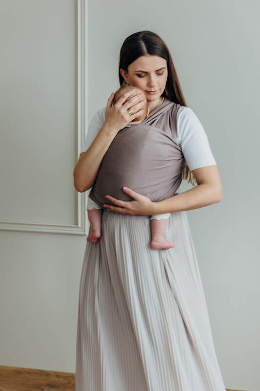 Chusta do noszenia dzieci, elastyczna - Mocha - rozmiar standardowy 5.0 m (drugi gatunek) #babywearing