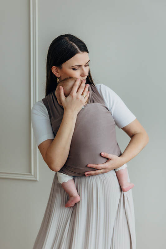 Chusta do noszenia dzieci, elastyczna - Mocha - rozmiar standardowy 5.0 m (drugi gatunek) #babywearing