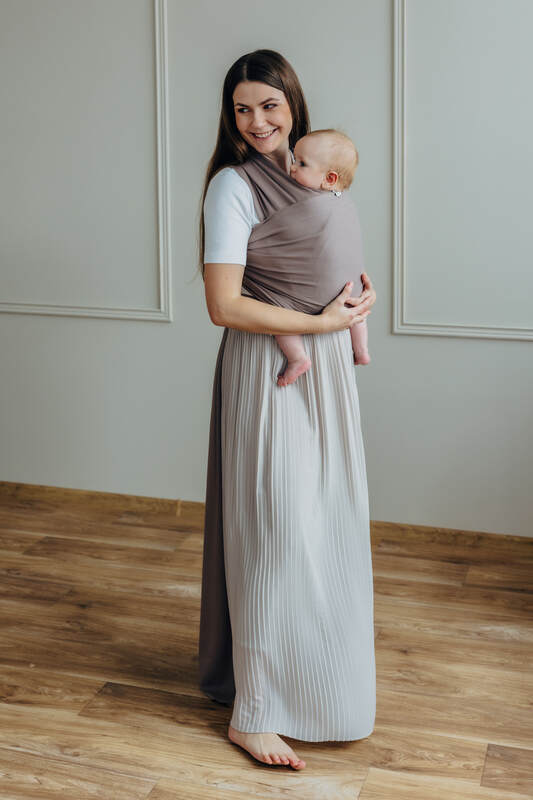 Chusta do noszenia dzieci, elastyczna - Mocha - rozmiar standardowy 5.0 m (drugi gatunek) #babywearing