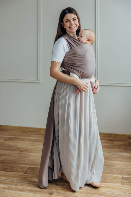 Chusta do noszenia dzieci, elastyczna - Mocha - rozmiar standardowy 5.0 m (drugi gatunek) #babywearing