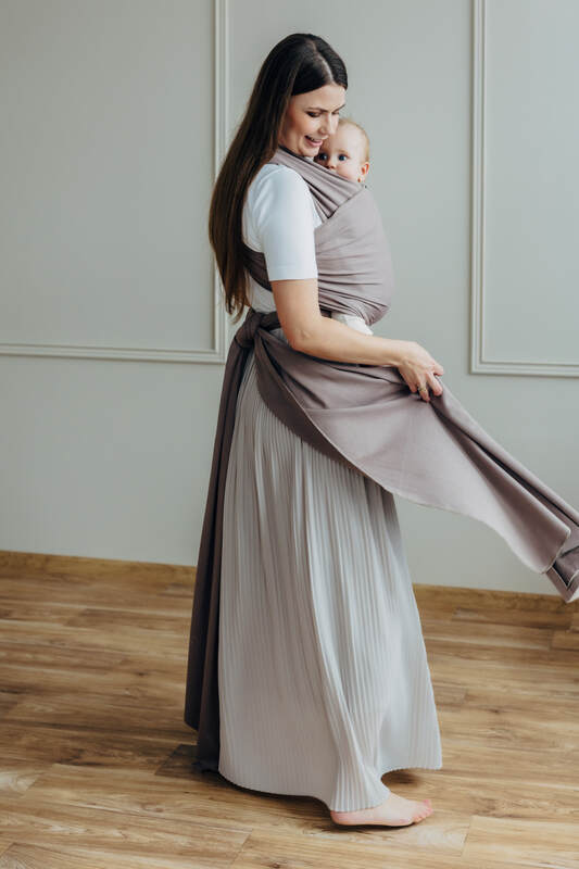 Chusta do noszenia dzieci, elastyczna - Mocha - rozmiar standardowy 5.0 m (drugi gatunek) #babywearing