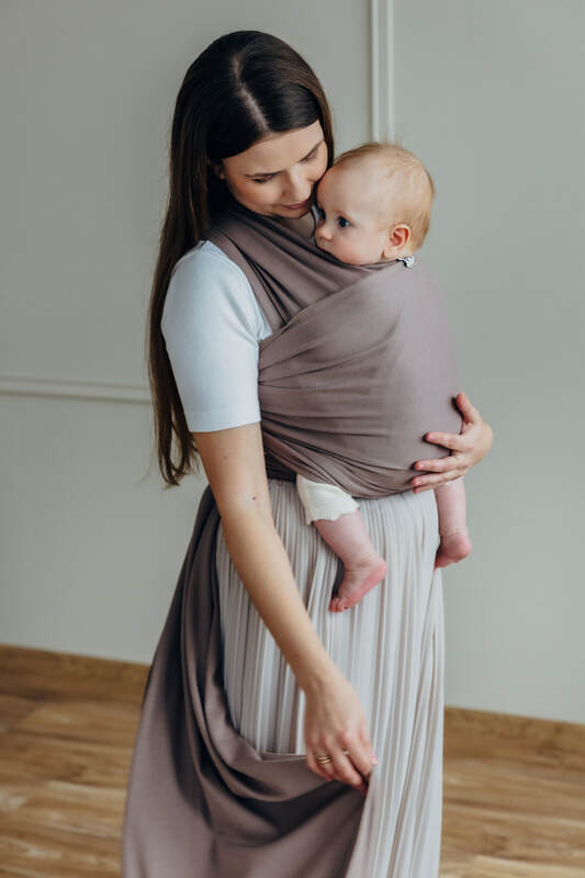 Chusta do noszenia dzieci, elastyczna - Mocha - rozmiar standardowy 5.0 m (drugi gatunek) #babywearing