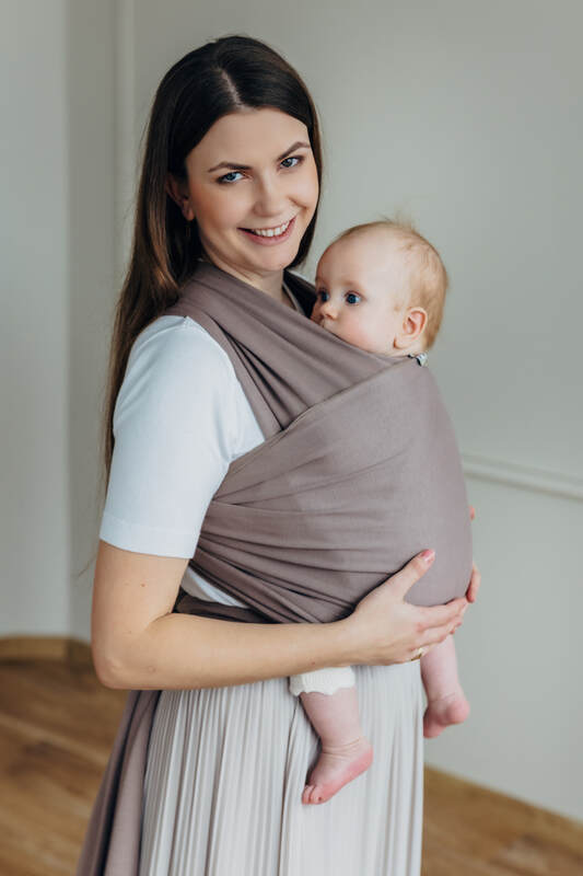 Chusta do noszenia dzieci, elastyczna - Mocha - rozmiar standardowy 5.0 m (drugi gatunek) #babywearing