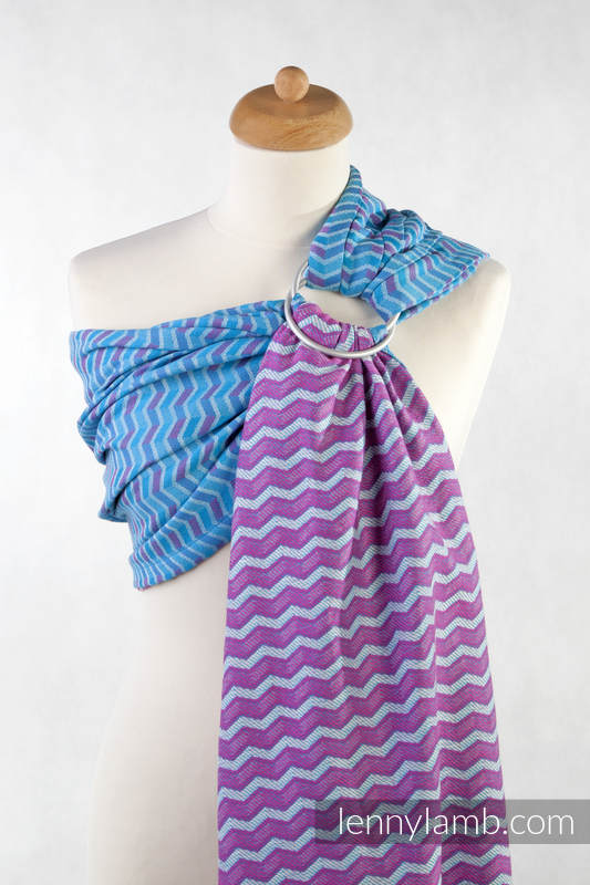 Ringsling, Jacquard Weave (100% cotton) - with gathered shoulder - ZigZag Turquoise & Pink - long 2.1m #babywearing