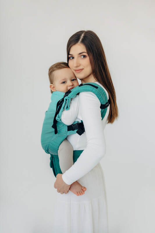 LennyUpGrade PRO Carrier, Standard Size, herringbone weave 100% cotton - LITTLE HERRINGBONE OMBRE GREEN  #babywearing