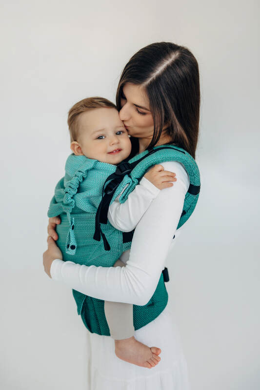 LennyUpGrade PRO Carrier, Standard Size, herringbone weave 100% cotton - LITTLE HERRINGBONE OMBRE GREEN  #babywearing