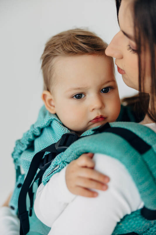 LennyUpGrade PRO Carrier, Standard Size, herringbone weave 100% cotton - LITTLE HERRINGBONE OMBRE GREEN  #babywearing