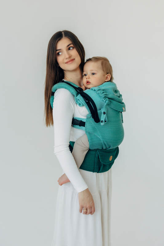 LennyUpGrade PRO Carrier, Standard Size, herringbone weave 100% cotton - LITTLE HERRINGBONE OMBRE GREEN  #babywearing