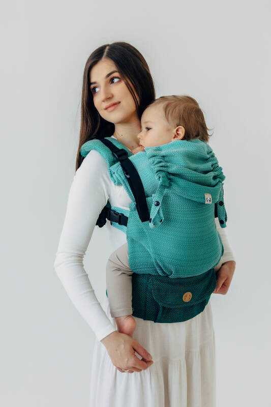 LennyUpGrade PRO Carrier, Standard Size, herringbone weave 100% cotton - LITTLE HERRINGBONE OMBRE GREEN  #babywearing