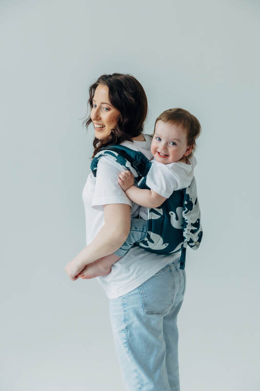 Nosidło Klamrowe Onbuhimo PRO z tkaniny żakardowej (100% wiskoza bambusowa), rozmiar Standard - BIRDY - SKYWARD #babywearing