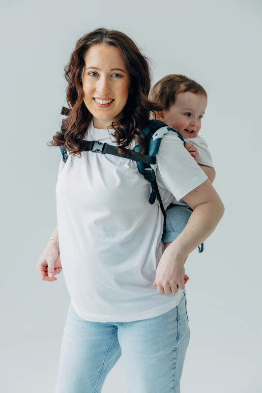 Nosidło Klamrowe Onbuhimo PRO z tkaniny żakardowej (100% wiskoza bambusowa), rozmiar Standard - BIRDY - SKYWARD #babywearing