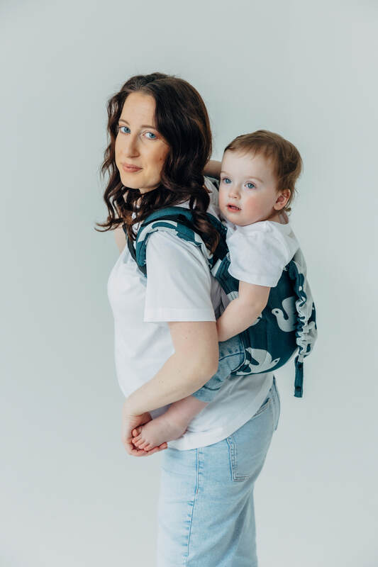 Nosidło Klamrowe Onbuhimo PRO z tkaniny żakardowej (100% wiskoza bambusowa), rozmiar Standard - BIRDY - SKYWARD #babywearing