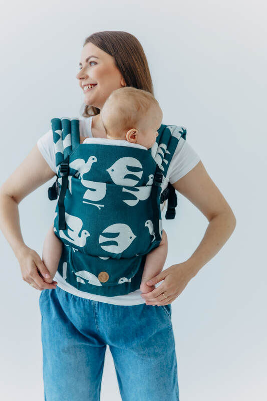 Nosidełko LennyLight z tkaniny żakardowej 100% wiskoza bambusowa, rozmiar standard - BIRDY - SKYWARD #babywearing