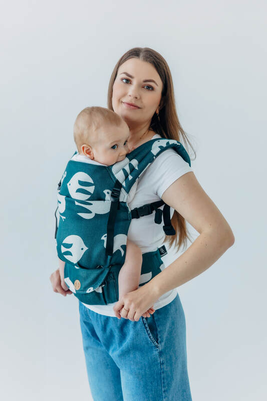 Nosidełko LennyLight z tkaniny żakardowej 100% wiskoza bambusowa, rozmiar standard - BIRDY - SKYWARD #babywearing