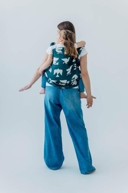 Nosidełko LennyPreschool  z tkaniny żakardowej (100% wiskoza bambusowa), rozmiar preschool - BIRDY - SKYWARD #babywearing
