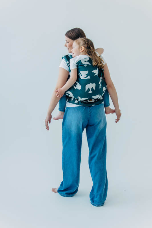 Nosidełko LennyPreschool  z tkaniny żakardowej (100% wiskoza bambusowa), rozmiar preschool - BIRDY - SKYWARD #babywearing