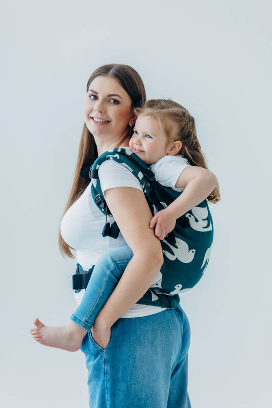 Nosidełko LennyPreschool  z tkaniny żakardowej (100% wiskoza bambusowa), rozmiar preschool - BIRDY - SKYWARD #babywearing