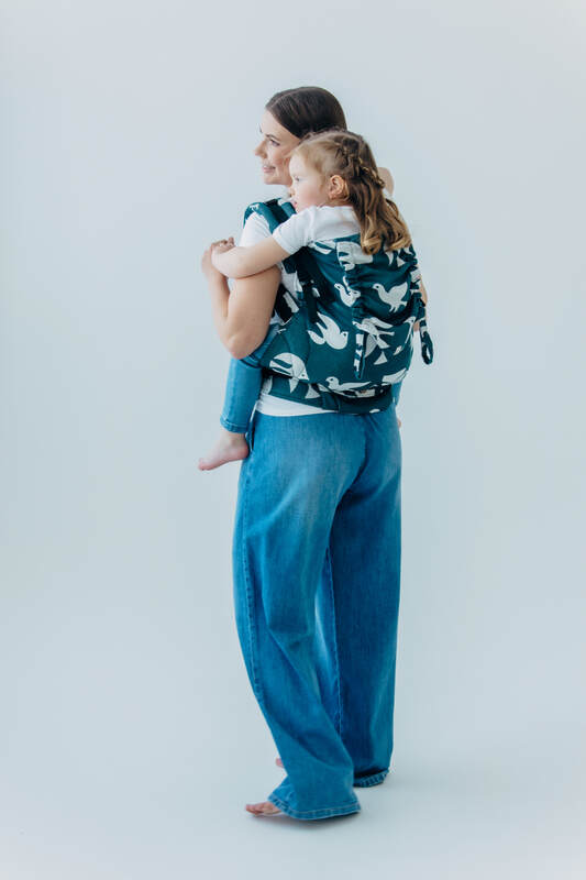 Nosidełko LennyPreschool  z tkaniny żakardowej (100% wiskoza bambusowa), rozmiar preschool - BIRDY - SKYWARD #babywearing