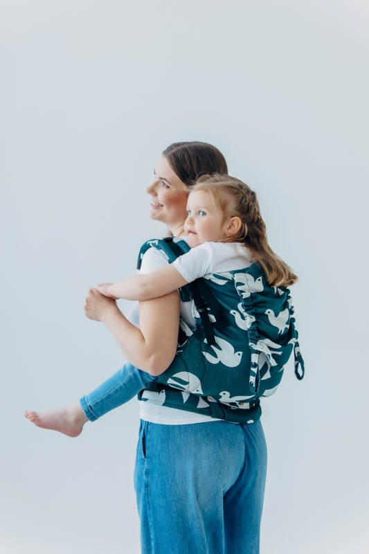 Nosidełko LennyPreschool  z tkaniny żakardowej (100% wiskoza bambusowa), rozmiar preschool - BIRDY - SKYWARD #babywearing