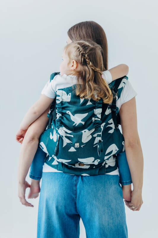 Nosidełko LennyPreschool  z tkaniny żakardowej (100% wiskoza bambusowa), rozmiar preschool - BIRDY - SKYWARD #babywearing