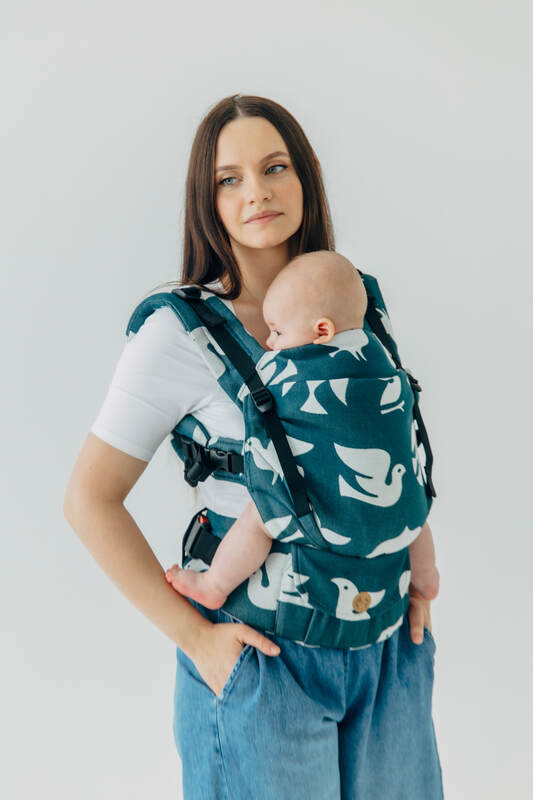 Nosidełko LennyUpGrade PRO  z tkaniny żakardowej,100% wiskoza bambusowa, rozmiar standard - BIRDY - SKYWARD #babywearing