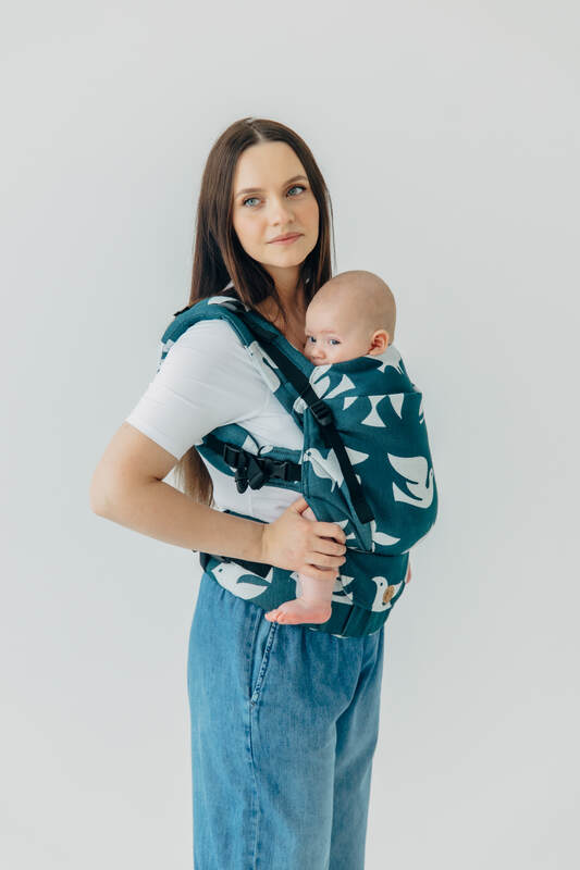 Nosidełko LennyUpGrade PRO  z tkaniny żakardowej,100% wiskoza bambusowa, rozmiar standard - BIRDY - SKYWARD #babywearing