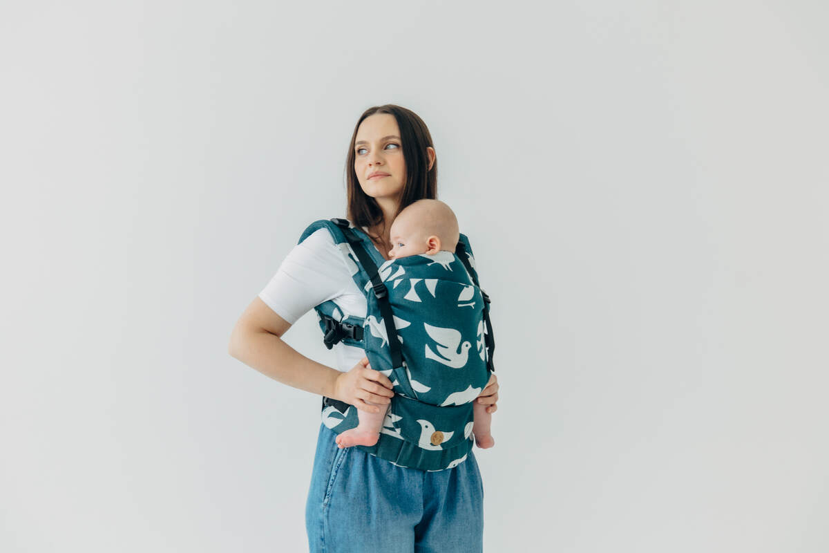 Nosidełko LennyUpGrade PRO  z tkaniny żakardowej,100% wiskoza bambusowa, rozmiar standard - BIRDY - SKYWARD #babywearing