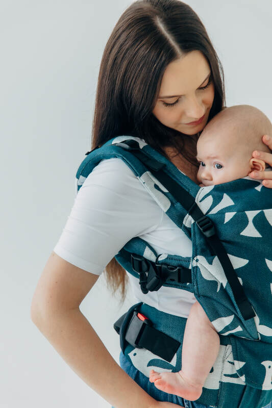 Nosidełko LennyUpGrade PRO  z tkaniny żakardowej,100% wiskoza bambusowa, rozmiar standard - BIRDY - SKYWARD #babywearing