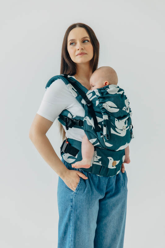 Nosidełko LennyUpGrade PRO  z tkaniny żakardowej,100% wiskoza bambusowa, rozmiar standard - BIRDY - SKYWARD #babywearing