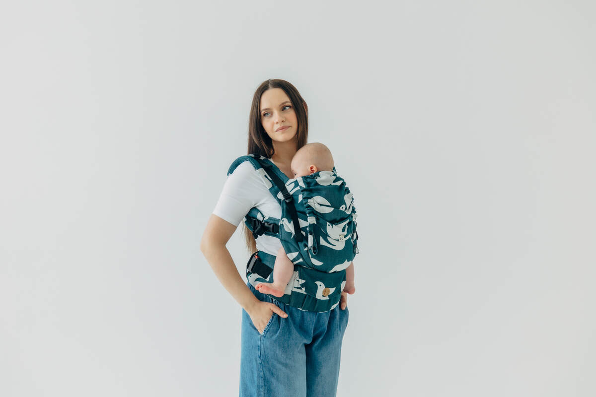 Nosidełko LennyUpGrade PRO  z tkaniny żakardowej,100% wiskoza bambusowa, rozmiar standard - BIRDY - SKYWARD #babywearing