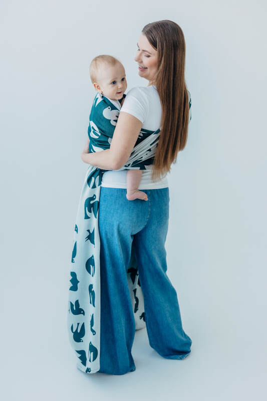 Żakardowa chusta do noszenia dzieci, 100% wiskoza bambusowa - BIRDY - SKYWARD - rozmiar XS #babywearing