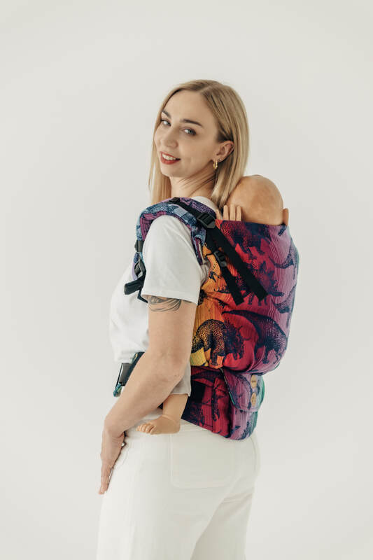 Porte-bébé LennyPreschool, taille preschool, jacquard, 100% coton - VERSION POUR USAGE PROFESSIONNEL - JURASSIC - NEW ERA #babywearing