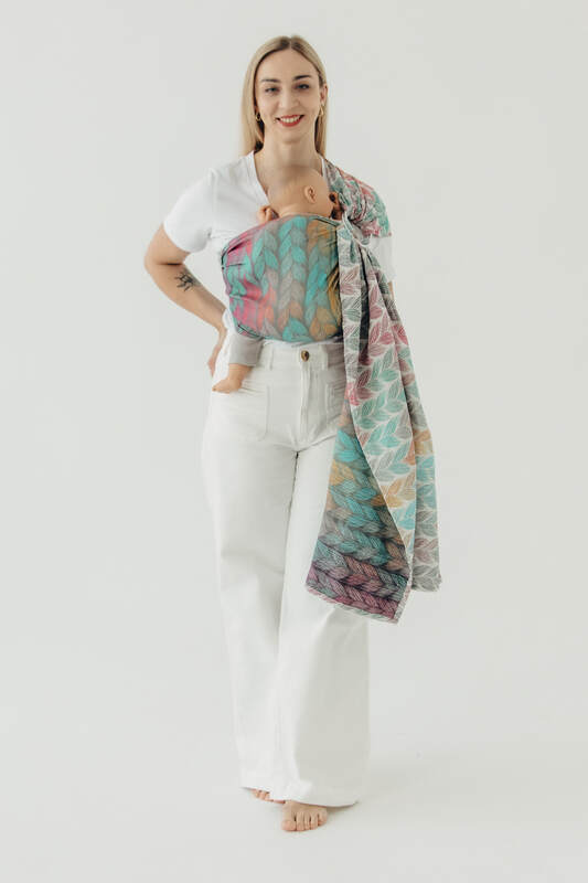 Ring Sling, Jacquard Weave (100% cotton), with gathered shoulder - FOR PROFESSIONAL USE EDITION - TANGLED PLAIT - standard 1.8m #babywearing